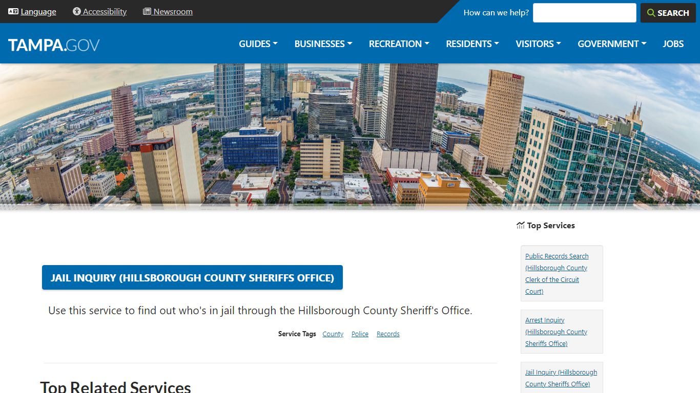 Jail Inquiry (Hillsborough County Sheriffs Office) | City of Tampa